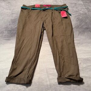 womens cropped twill pants, size 16‎ khaki color NWT
